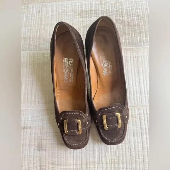 FERRAGAMO Suede Shoes Loafers Heels - Picture 2 of 9